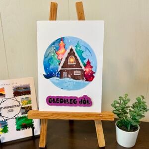 Handmade Christmas card “Gleðileg jól”