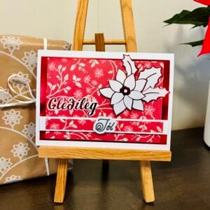 White Christmas Card with Poinsettia