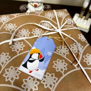 Gift Tags with Christmas Puffins – Set of 5